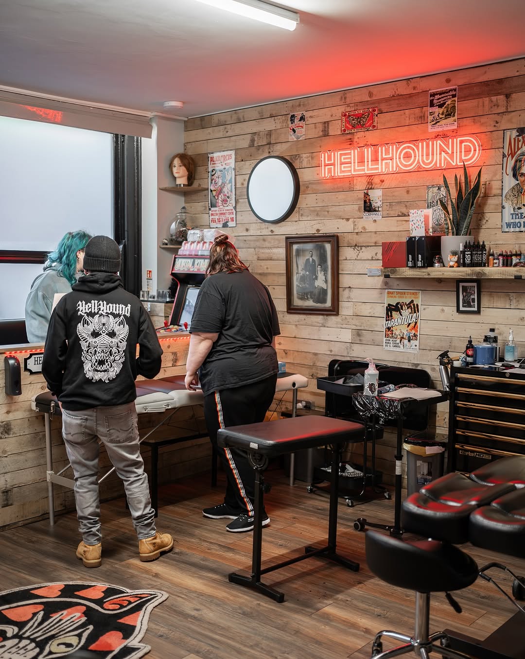 A private tattooing booth at HellHound.